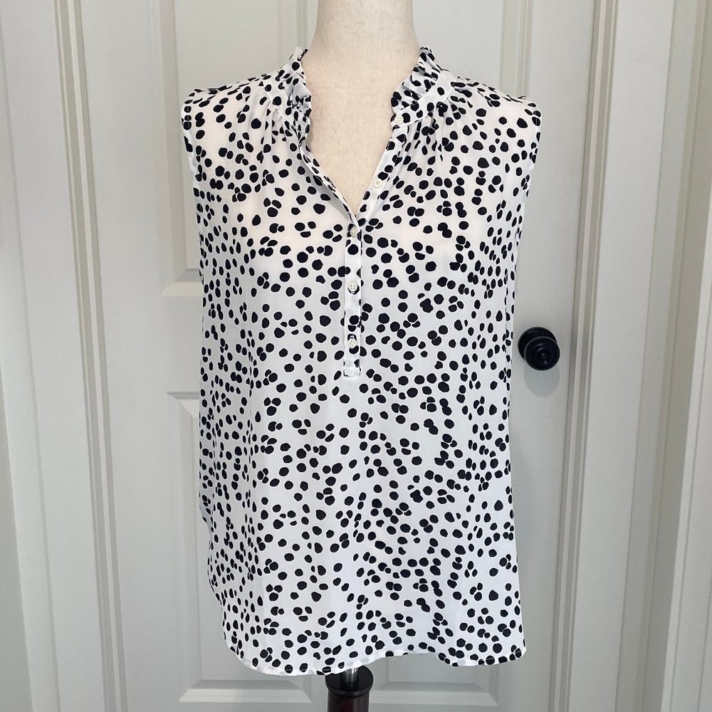 Loft White with Black Dots Sleeveless top Large